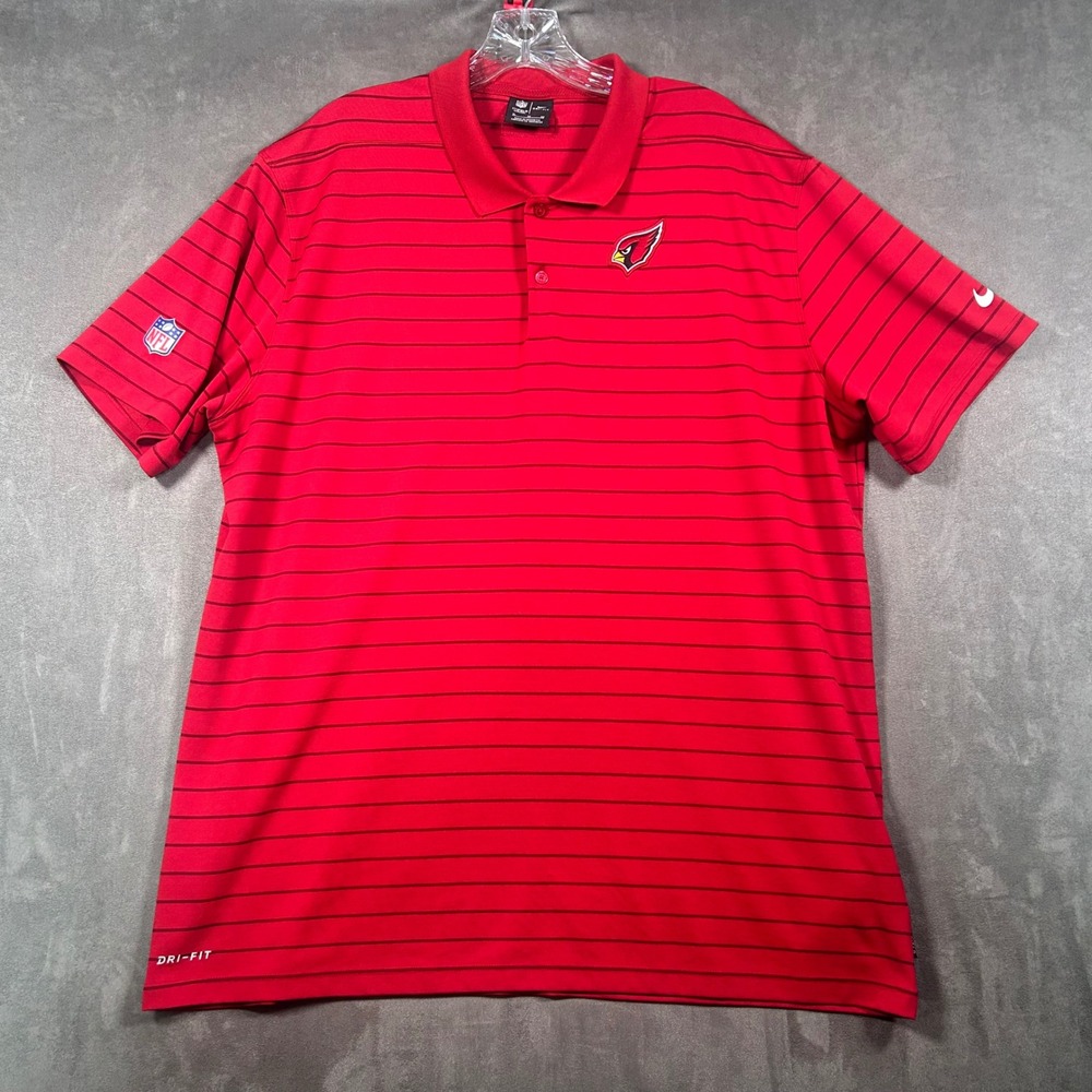 Nike Arizona Cardinals NFL Onfield Dri-FIT Polo Shirt Mens XL Red Striped
